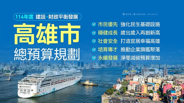 高雄市114年度總預算1938億元創新高　淨舉借創新低 兼顧建設與財政平衡發展